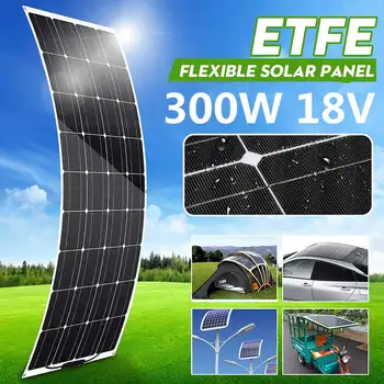 

Semi-flexible 300W Solar Panel 18V Monocrystalline Solar Cell DIY Module Cable Outdoor Waterproof Connector Battery Charger