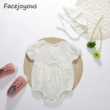 

Summer Baby Girls Bodysuit Ruffles Princess Jumpsuit Baby Girl Clothing Kids Overalls Newborn Jumpsuits + Hat