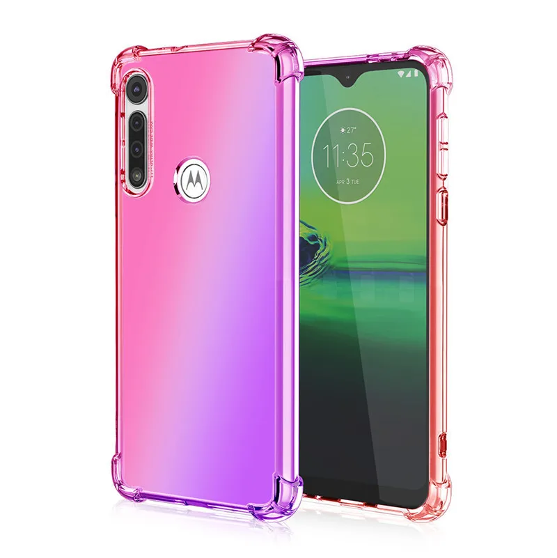 Силиконовый мягкий чехол с градиентом для Motorola Moto G8 Play G8 Plus ONE MACRO E6 Play E6 Plus, противоударный чехол на заднюю панель, защитный чехол