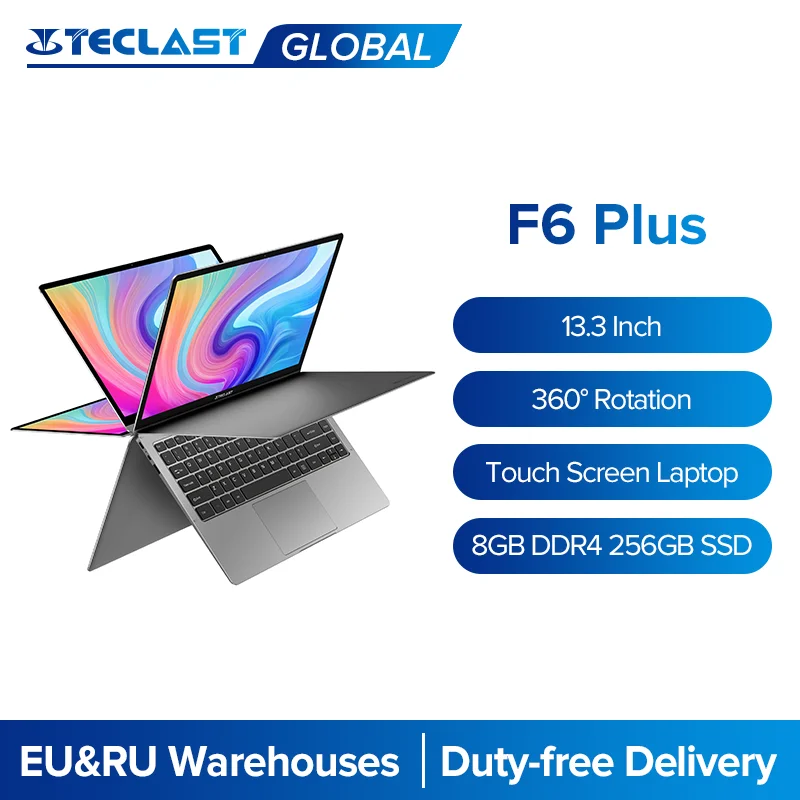 Teclast-ordenador portátil F6 Plus de 13,3 pulgadas, Notebook Gemini Lake 8GB LPDDR4 256GB SSD Windows 10, pantalla táctil de rotación 360