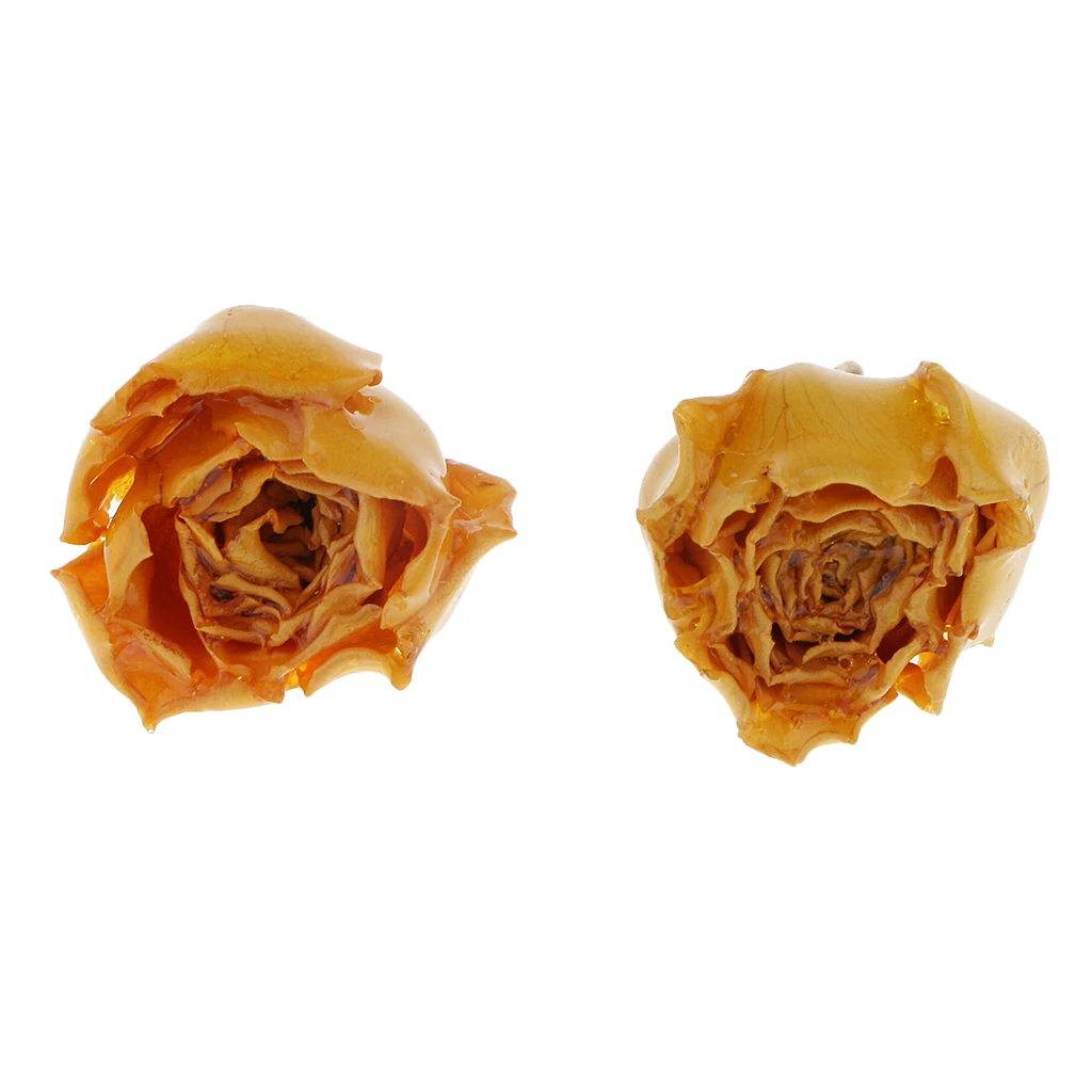 4 Pair Natural Real Dried Flower Rose Charms Pendants Epoxy Resin Covered w/ Loop DIY Charm for Jewelry Making Crafts