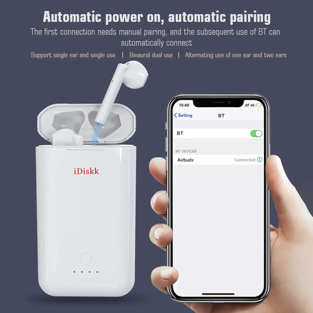 IDiskk power pods TWS беспроводные наушники Bluetooth 5,0 стерео Спортивная гарнитура поддержка power Bank Беспроводная зарядка наушники с микрофоном