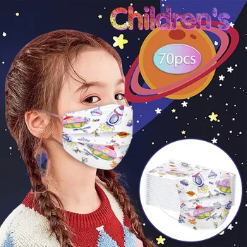 

Children's Mouth Mask Space Pattern Printing Cartoon Face Masks Breathable Mask Disposable Three-layer Protective Facemask