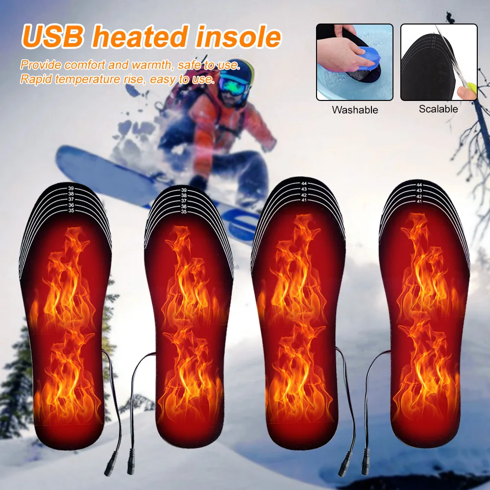 Winter Outside Sports Feet Heated Shoe Insoles Usb Heating Foot Warmer