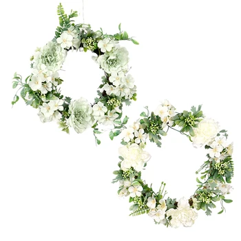 

Artificial Camellia Wreath Door Decoration Flower Aarrangement Wreaths Decoration Wedding Hanging Spring Wreath Ring Round Home