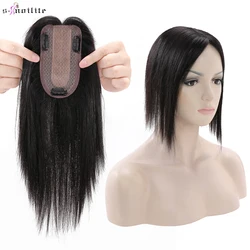 S-noilte Hair Toppers 7x13cm Women Topper Hair Clips Natural Hair Wig 100% Human Hair For Women Silk Base Clip In Hair Extension