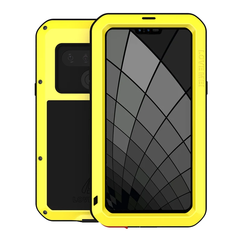 yellow 360 дизайн для LG G8s V50 ThinQ V40 ThinQ V30+ V35 G7 ThinQ G6 V20 чехол противоударный алюминиевый металлический Gorila Стекло полное покрытие - Цвет: yellow