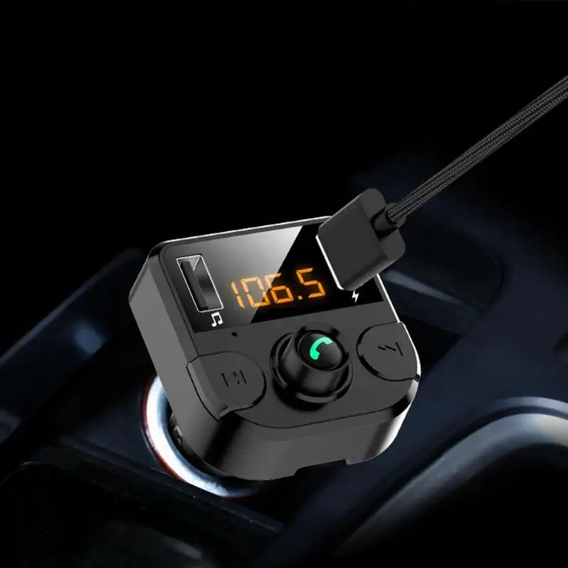 BT36B автомобильное USB зарядное устройство Bluetooth 5,0 оранжевый светодиодный экран устранение шума Функция MP3-плеер Hands-free автомобильный комплект fm-передатчик