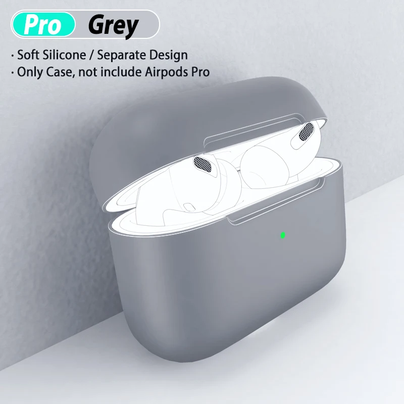 Цветной чехол-накладка для AirPods Pro, силиконовый беспроводной зарядный бампер для наушников Air Pods Pro 2 1, мягкий чехол, 1:1 - Цвет: Grey