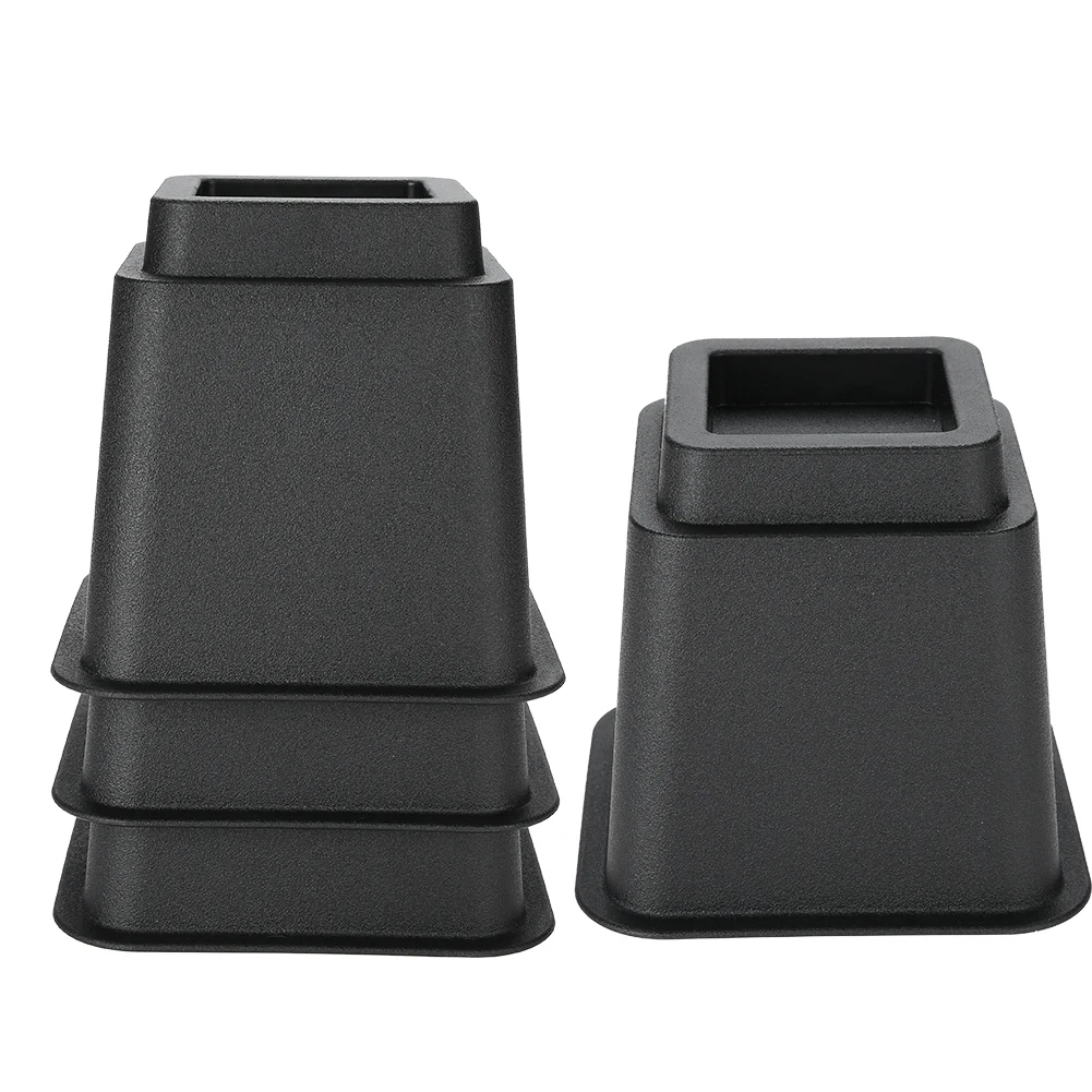 

4pcs/Set Furniture Raisers Adjustable Bed Recess Riser Wider Feet Lift Stands For Raising Bed Chair Cups Square 5inch Height