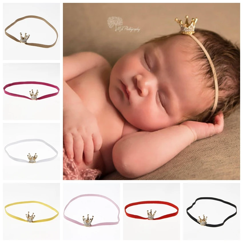 Precio reducido Nuevo bebé niña diadema corona de oro recién nacido corona Tiara diadema bebé diadema accesorio para el cabello prenda para la cabeza apoyos de la foto ABVOeQOm