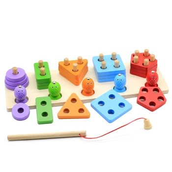 

Baby Toys Wooden Geometric Shapes Magnetic Fishing Montessori Puzzle Preschool Learning Educational Game Kids Toys for Children