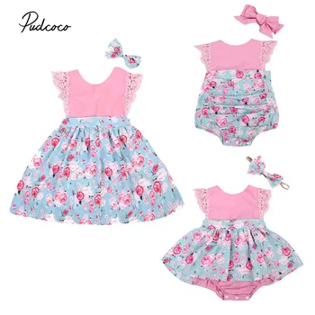 

Pudcoco 2019 Baby Cute Clothing For Girls New Baby Girls Kids 2Pcs Outfit Set Floral Princess Dress Lace Romper Skirt Headband