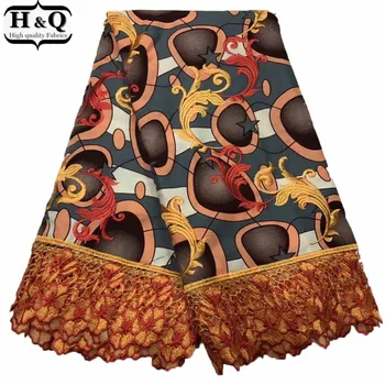 

Lovely Batik With Lace Fabric Nigerian Guipure Batik Print Lace Fabric African Embroidered Lace 6 Yards/Pieces For Asoebi Dress