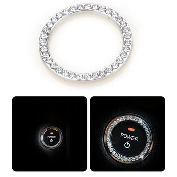 

Universal Car Engine Start Key Decorative Ring Button Switch Bling Rhinestone Ring Accessory
