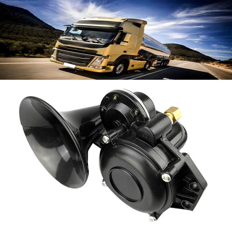 

Truck 135db Air Horn 12/24V Super Loud Trumpet Air Horn with Electric Valve Flat for Auto Car Vehicle Trucks