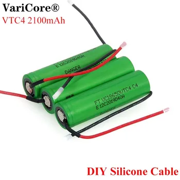 

VariCore New 100% Original 3.6V 18650 VC18650VTC4 2100mAh VTC4 20A 30A Discharge Rechargeable battery + DIY Silica gel Cable