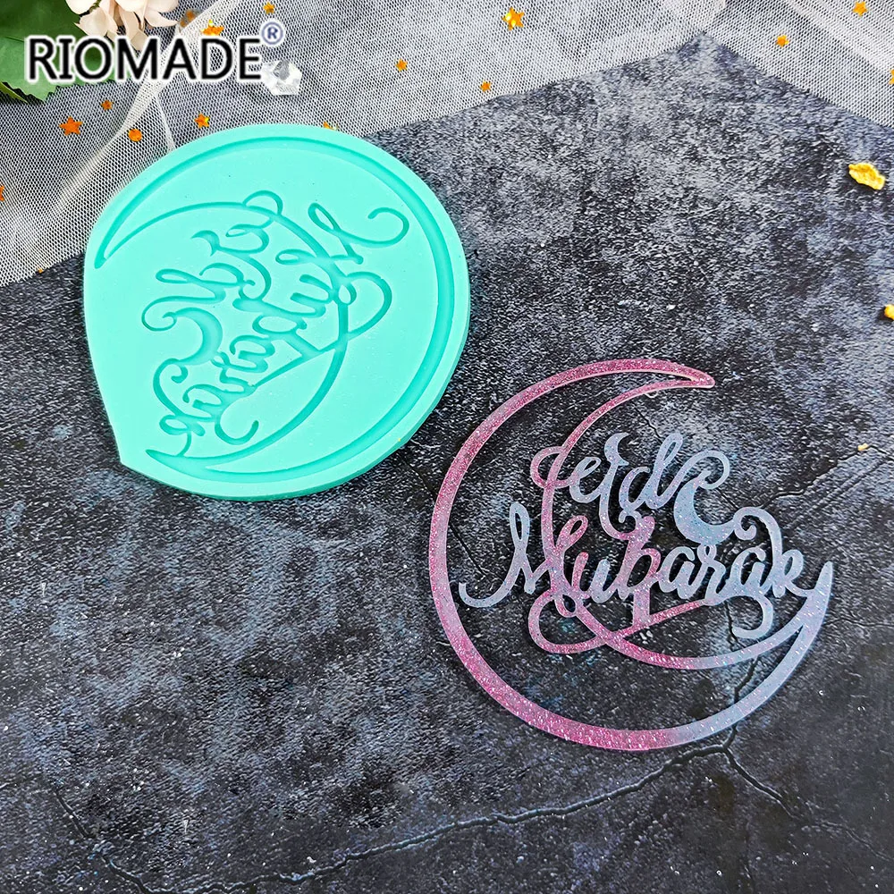 Eid Mubarak Arabische Schrift Mond Fondant Silikonform Harz Ton Gips Schokolade Handgemachte Epoxidharz-Form Ramadan Kuchen Backwerkzeuge – Detail 7