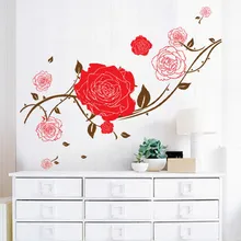 Креативная Горячая колючая красная роза самоклеющаяся ПВХ Наклейка на стену, романтический украшение для спальни водонепроницаемый съемный от лица