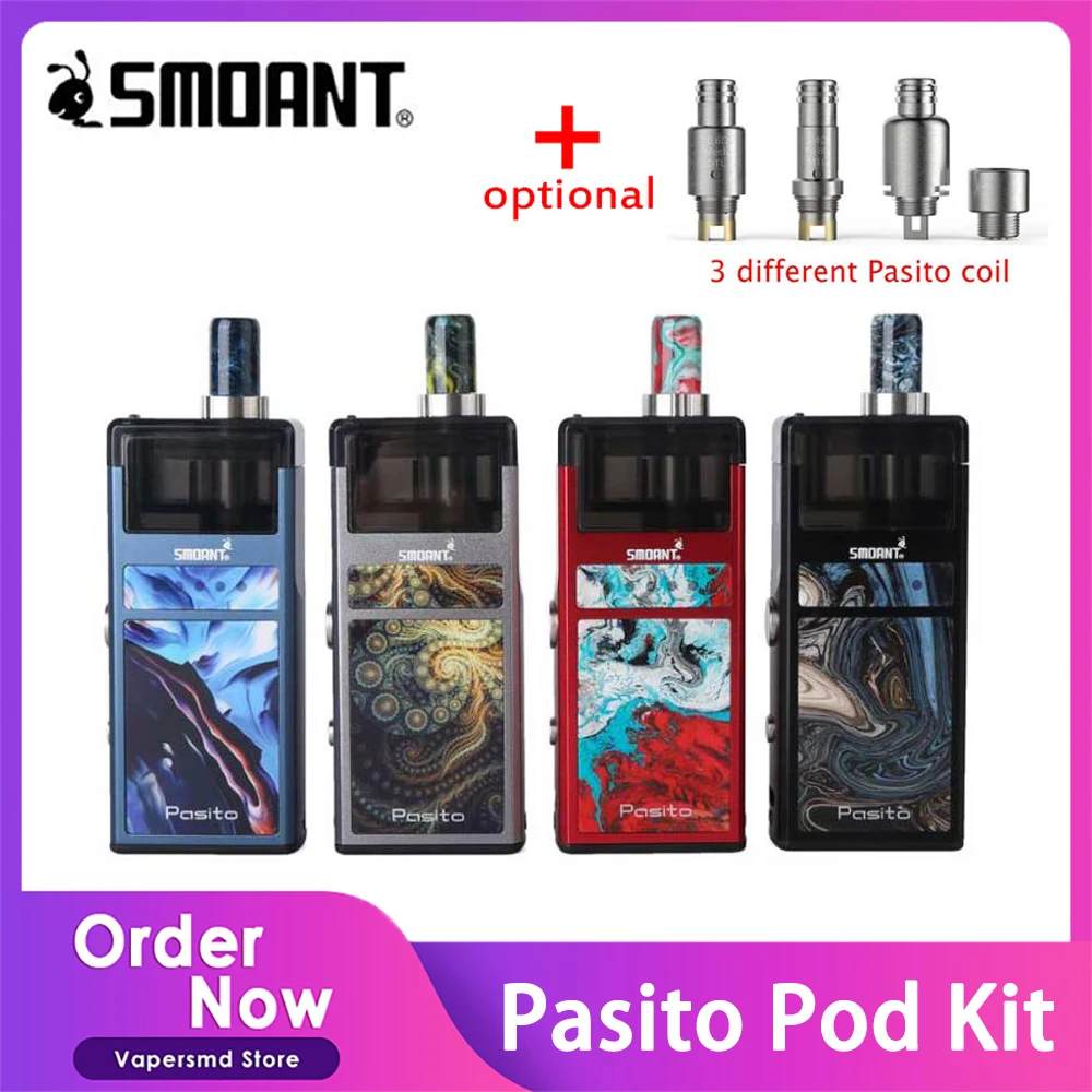 100% Оригинальный Smoant Pasito Pod Комплект 1100 мАч батарея 3 мл атомайзер fit MTL & DTL катушка