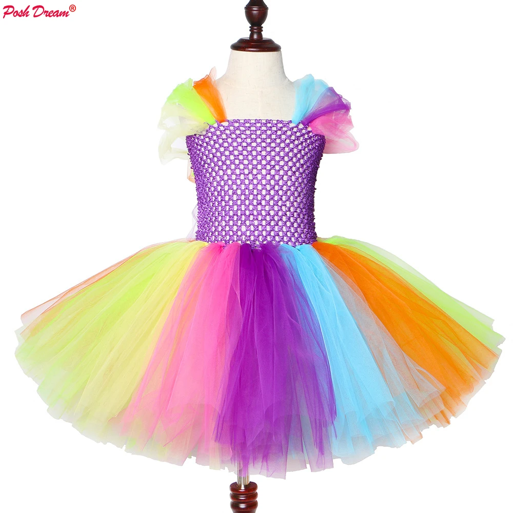 Шикарный сон Радуга тюль Детский карнавальный костюм праздничные платья-пачки костюмы на Хэллоуин для маленьких девочек платья для маленьких девочек