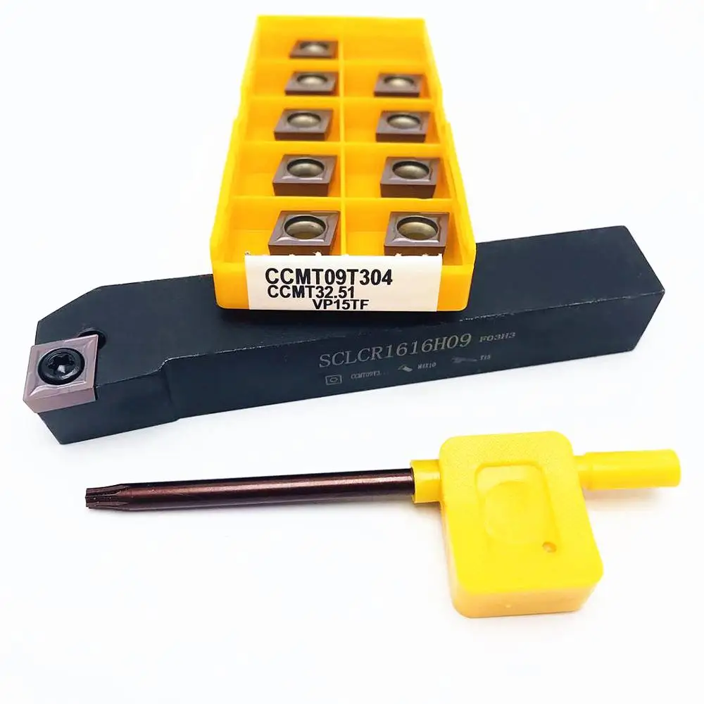 SCLCR1212H09 SCLCR1616H09 SCLCR2020K09 SCLCR2525M09 원통형 선삭 공구 홀더 10PCS CCMT 카바이드 블레이드 선삭 공구 세트
