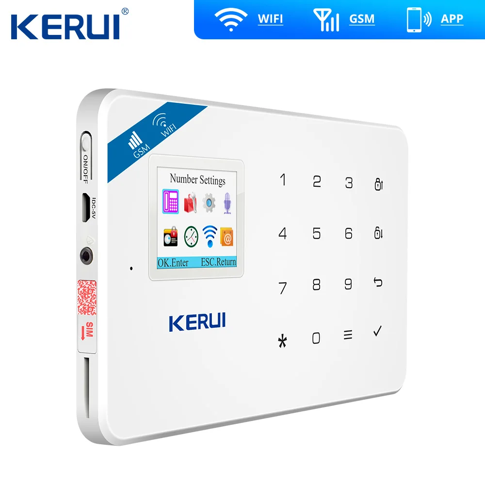 Latest Kerui W18 Wireless Wifi GSM Home Alarm Kit APP Control LCD GSM SMS Burglar Alarm System For Home Security