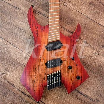 

Mountain headless guitar fanned fret electric guitar mahogany body Spalted Maple top 9 pieces roasted maple neck free shipping