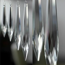 76 мм, 100 штук, прозрачные многогранные кристаллы, сосулька, капли для люстры, стеклянная призма, капля, запчасти для освещения, подвеска