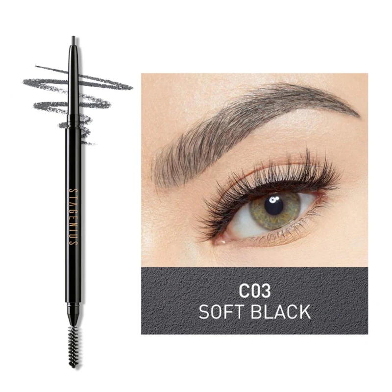 Double-Headed Eyebrow Pencil Cosmetics Makeup Tint Natural Waterproof Rotating Automatic Eyebrow Pencil With Brush SC54 - Цвет: C03