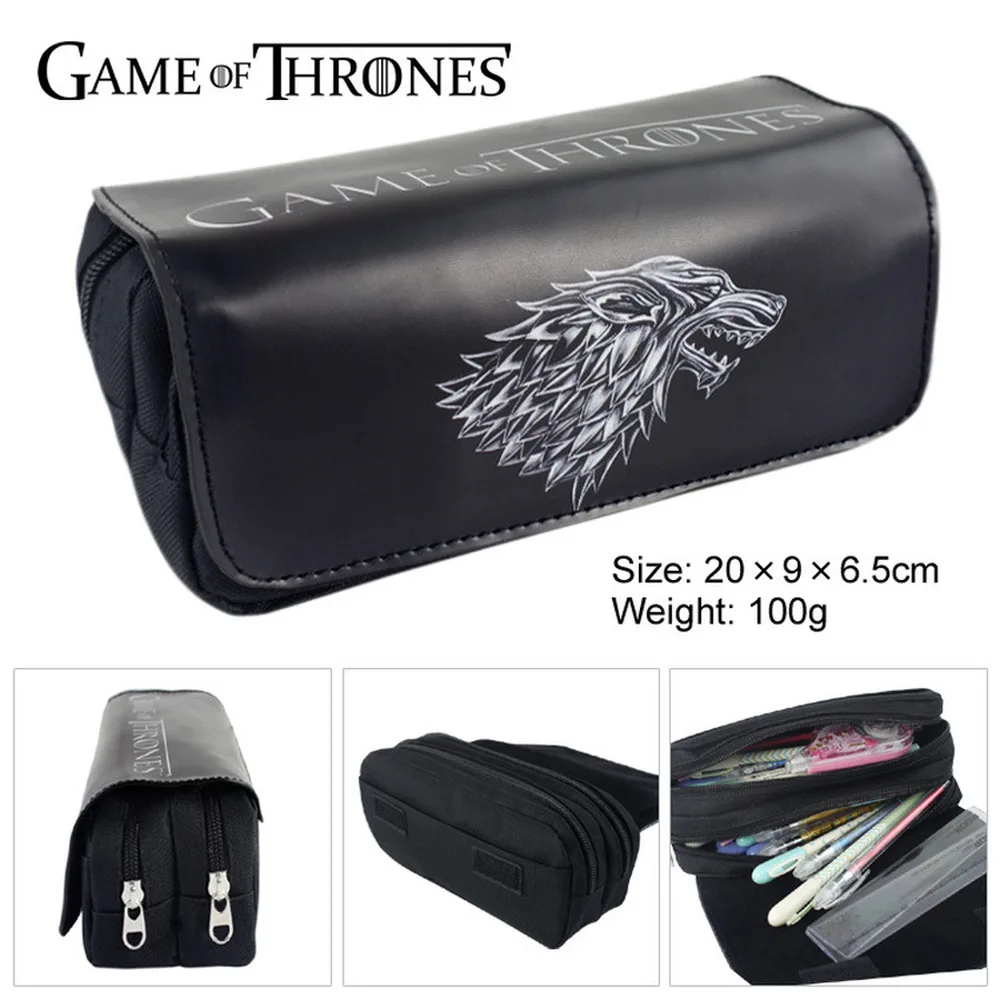 Тканевый чехол для карандашей с изображением Игры престолов House Stark, Студенческая сумка на молнии, женская косметичка, портативная дорожная сумка для канцелярских принадлежностей