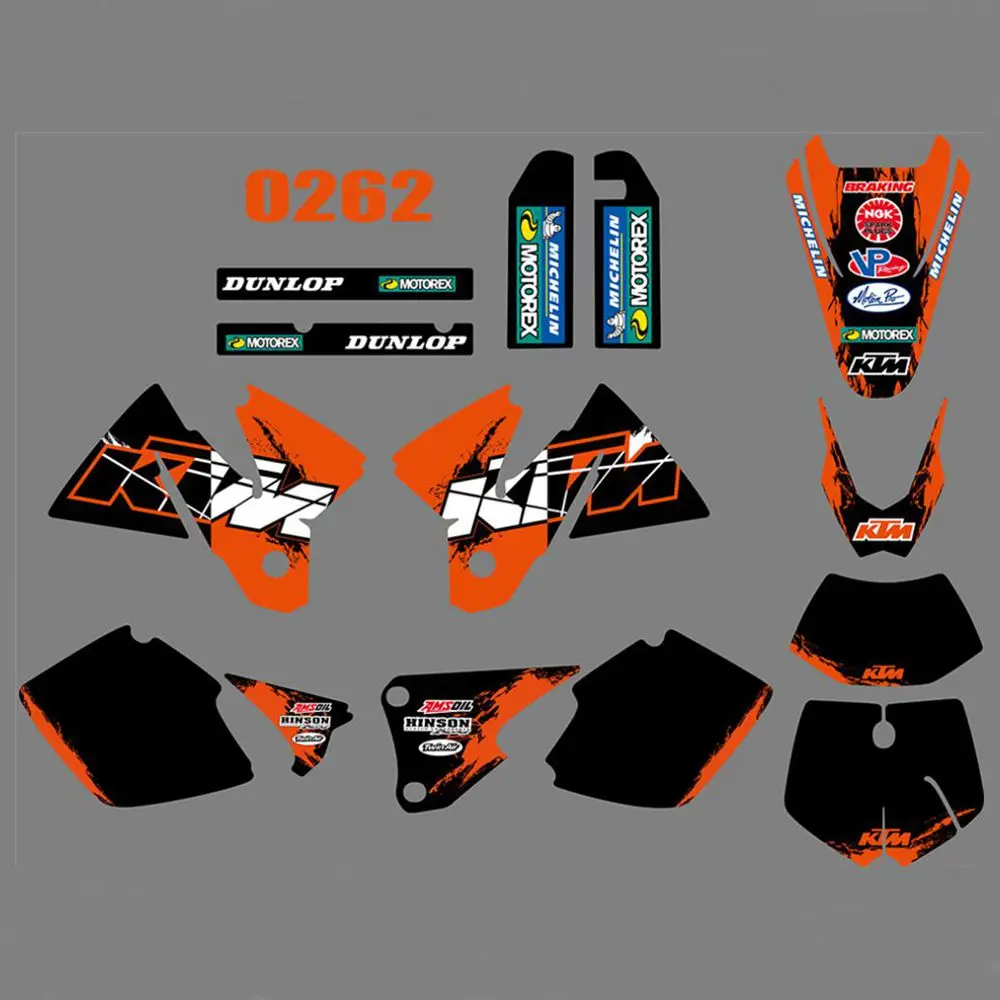 

New Full Graphics Decals Stickers Custom Number Name Glossy Bright Stickers Waterproof for KTM EXC Series 1998-2000