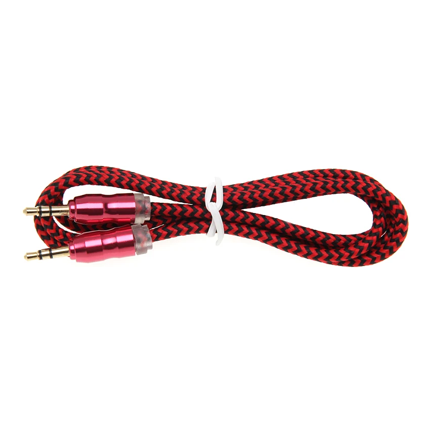 Nylon Braided Audio Cable Jack 3 5 Mm Male To Male Cloth Audio Aux Cable for IPhone Car Headphone Speaker Wire Line 50pcs lot