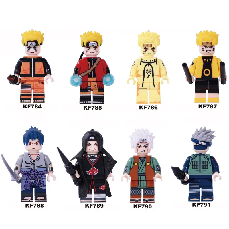

8pcs Naruto Bricks Uzumaki Naruto Uchiha Sasuke Jiraika Hatake Kakashi Figures Toys Compatible with Legoinglys