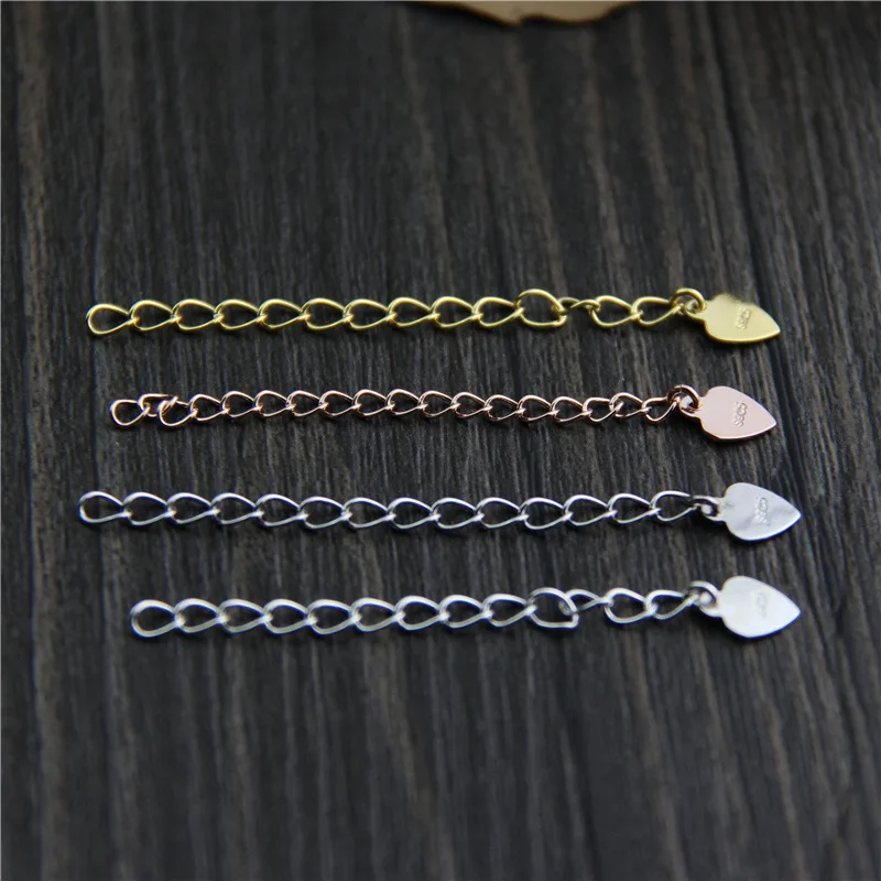 

Real 925 Sterling Silver Accessories Extension Chain for Necklace Bracelet Anklet Platinum RoseGold Plated Fine Jewelry Findings