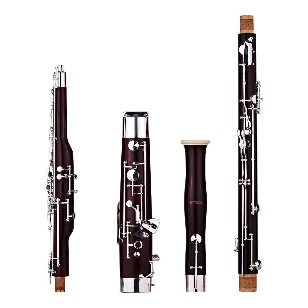 Ammoon C Key Bassoon клен корпус мельхиор ключи с серебристым напылением духовой инструмент с тростником перчатки, Чистящая салфетка чехол