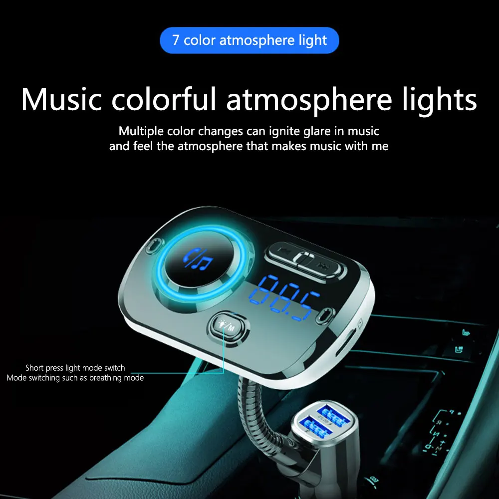 Автомобильный Bluetooth Aux адаптер Handsfree FM передатчик Hands Free carkit Hands free автомобильный комплект QC3.0 Быстрая зарядка 3,0 USB Автомобильное зарядное устройство