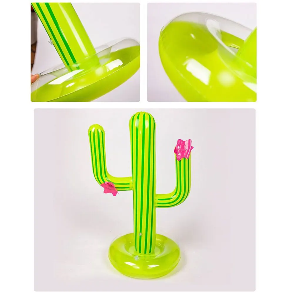 1Set Inflatable Cactus Ring Toss Game Inflatable Toss Game Pool Toys Hawaii Party Supplies Indoor Outdoor for Kids Adults