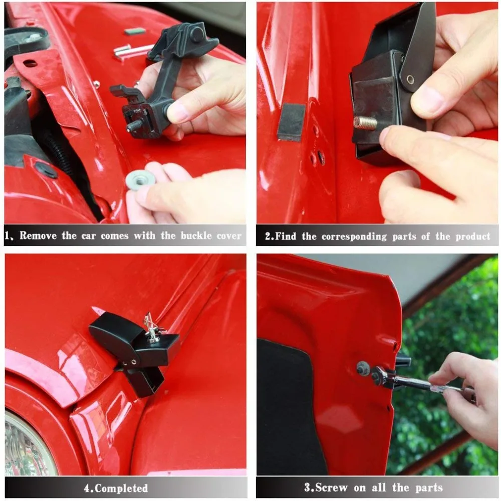 Для Jeep Wrangler Jk Jku 2007- крышка замок Пряжка с ключом безопасности автомобиля Hoodlock комплект аксессуары для модификации автомобиля