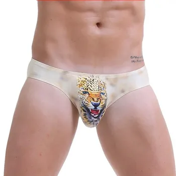 

3pcs/lot New WJ men's briefs underwear sexy panties animal print terylene men's trunk briefs underwear