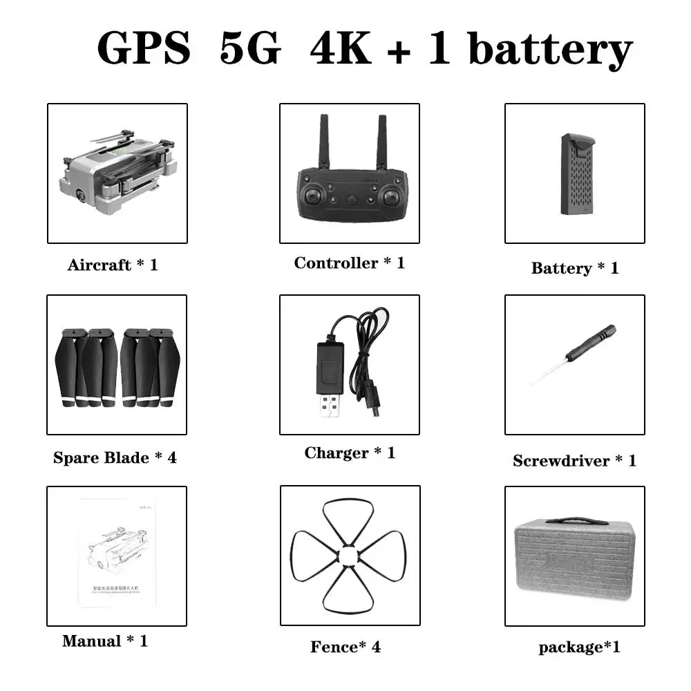 GPS 5G 4K 1 battery SHAREFUNBAY Дрон gps 4K HD камера 5G wifi FPV Дрон ESC камера высота держать полет в течение 20 минут Расстояние управления 500 м - Цвет: GPS 5G 4K 1 battery