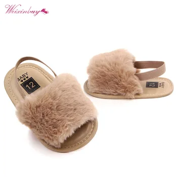 

New Fashion Faux Fur Baby Shoes Summer Cute Infant Baby Boys Girls Soft Sole Indoor Shoes