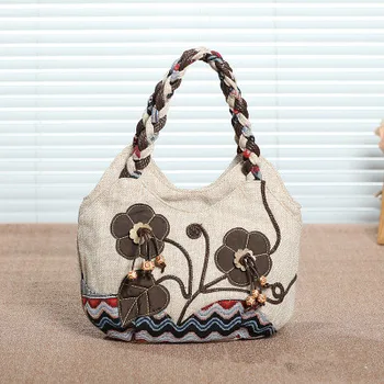

Hot vintage sreing appliques women traveller handbags!Nice prints lady small day clutches All-match Original canvas casual tots