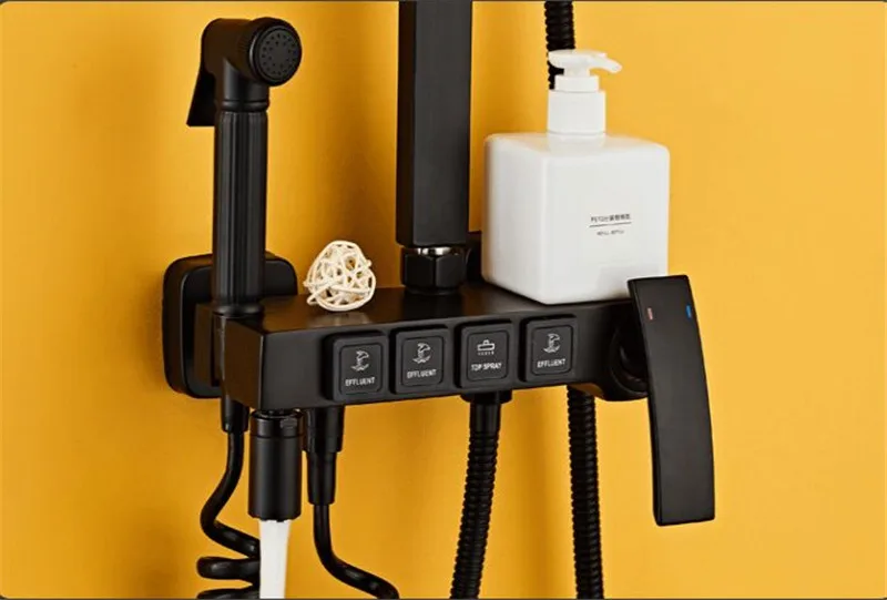 Смеситель для ванной комнаты, набор для душа, Одноцветный латунный Смеситель для ванны, кран-кран, кран для горячей и холодной воды, настенный, с ручным душевым и биде, смесители