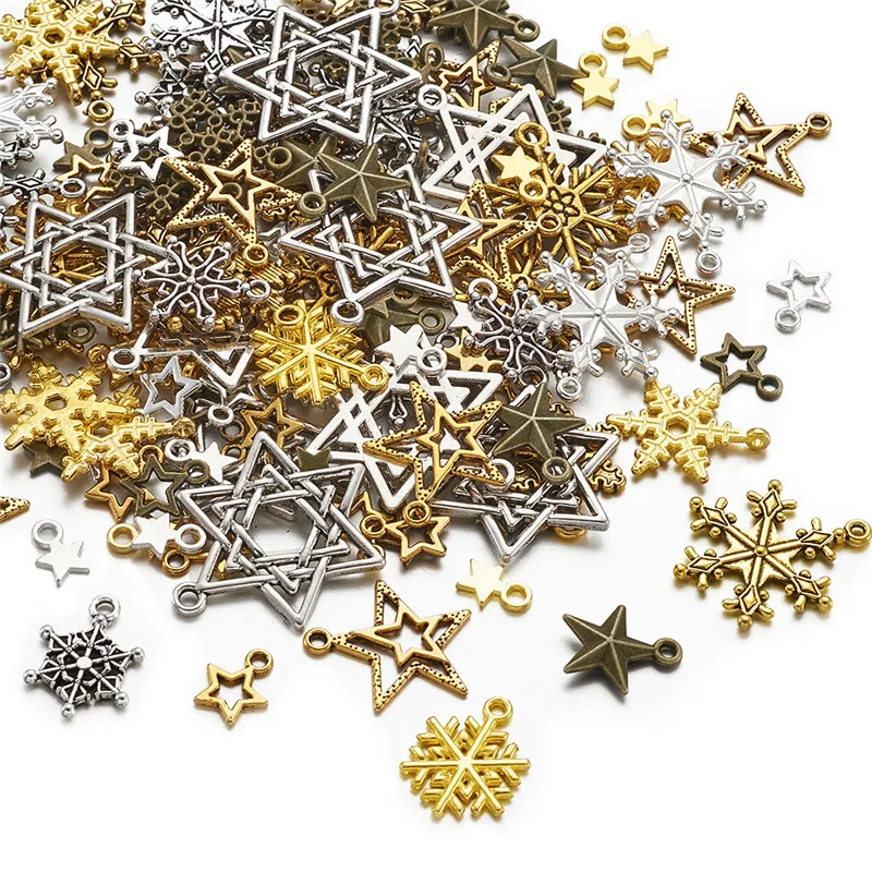 

Pandahall Mixed Color Snowflake and Star Tibetan Style Alloy Pendants Charms for Jewelry Making DIY Bracelet Necklace Findings