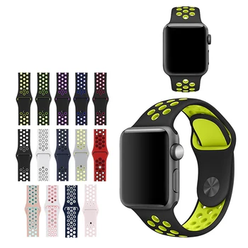 

Breathable Silicone Sports Band for Apple Watch 4 3 2 1 42MM 38MM rubber strap bands for Nike style for Iwatch 4 3 40mm 44mm