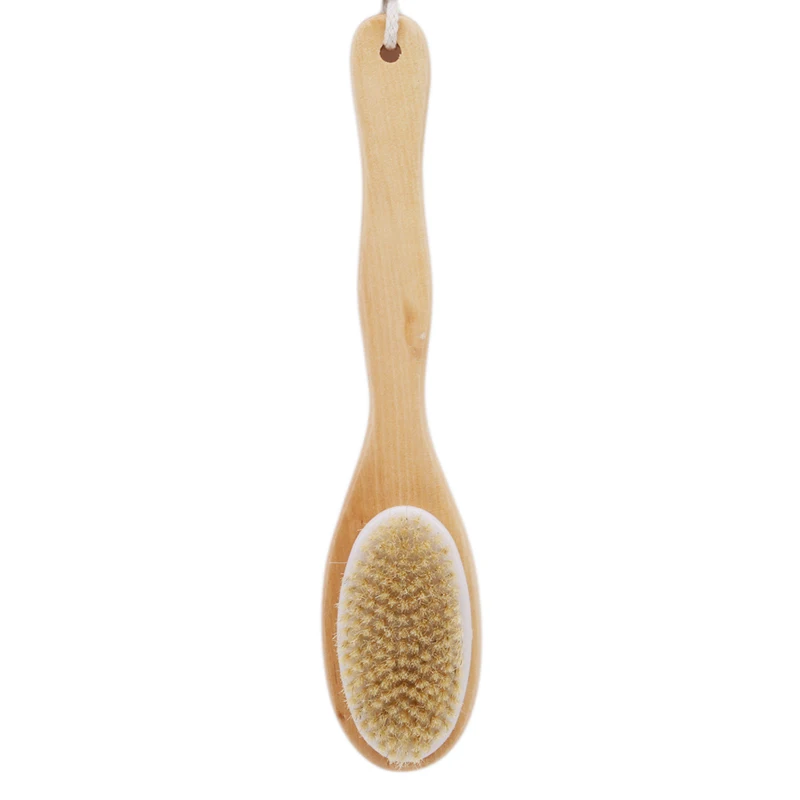 New Body Brush Sided Natural Bristles Body Brush Scrubber Long Handle Wooden Spa Shower Brush Bath Massage Brushes
