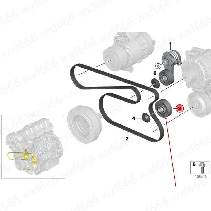 Transition wheel Engine pulley Suitable for F10b mwF18 F01 F02 530LI 730LI 740LI 750LI Idler Tensioner pulley Generator pulley