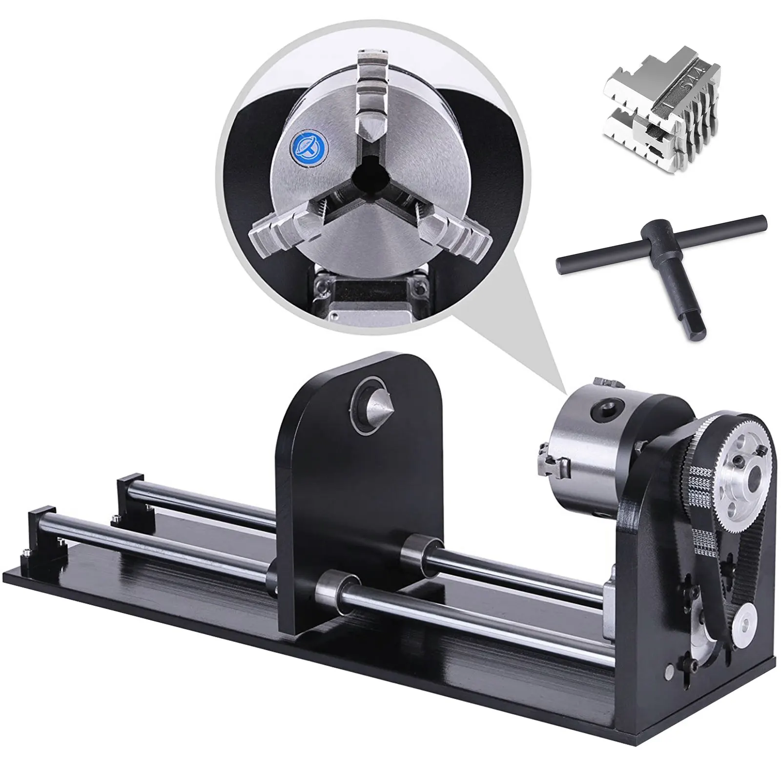 VEVOR CNC de rotación eje giratorio accesorio para Router F estilo eje giratorio con 80mm 3-La mandíbula de vía de 230mm para desplazarse el estigma de Bambú
