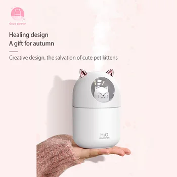 

ELOOLE Air humidifier Essential Oil Diffuse Mini USB 200ML Mute Mist Maker Fogger Colorful Night Light Cute Cat For Home Office